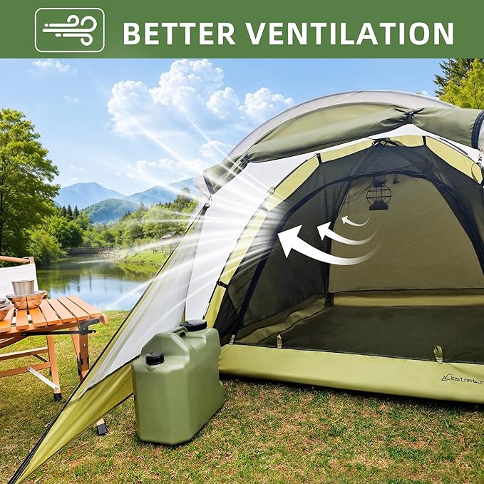 Clostnature Camping Tent with Porch - Waterproof 2 Person Tent for Camping, Easy Setup Lightweight Two Person Shelter for Hiking, Backpacking, Family, Outdoor
