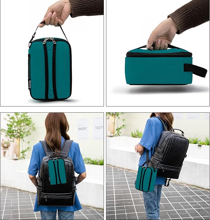 BEIMILY Lunch Box for Men Women Adults,Mini Insulated Lunch Bag for Office Work Picnic,Reusable Portable Lunchbox,Soft Cooler Tote Bag,6 can cooler bag,Mini,Dark Teal