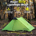 3F UL GEAR Lanshan 2 Person Tent Hiking Ultralight Camping Tent Professional 15D Silnylon Rodless Trekking Pole Tent Waterproof Backpacking Outdoor for Camping, Bivvy
