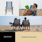 ARROWHEAD OUTDOOR 2-Pack Foldable Rocking Camp Chair with Large Cup Holder, Side Pocket, Space-Saving Folding, Enhanced Swinging Rocker for Camping, Fishing, Patio