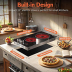 Electric Stove 2 burners, Plug in Electrical Cooktop 110v, Pause Function, Knob Control, 12 Inch Electric Stovetop Countertop & Built-In, 9 Power Levels, 2000w, Safety Lock, Timer, Karienvir