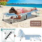 DoCred Heavy Duty XXL Tanning Chair with Face Hole&Mat, Oversized 5-Position Folding Chaise Lounge Chairs for Outside, Portable Beach Lounge Chair for Outdoor Sunbathing Beach Pool Lawn Camping