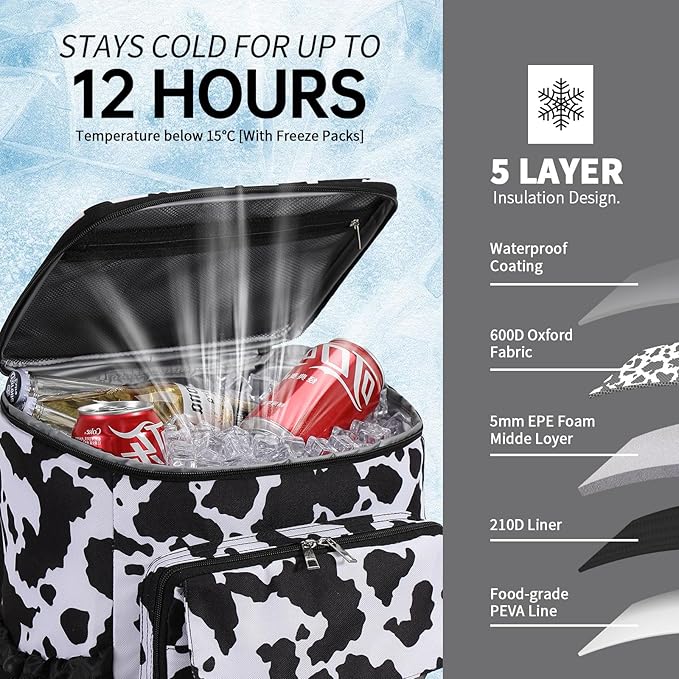 DYSHAYEN Cooler Backpack,Lightweight Backpack Cooler Insulated Leak Proof,30 Cans Soft Cooler Bag for Beach,Camping,Beach,Picnic,Lunch