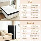 4 Inch Trifold Mattress, Single Size Foldable Memory Foam Mattress with Viscose Derived from Bamboo Washable Cover, Portable Folding Mattress Topper for Camping, Guest, RV, Ventilated