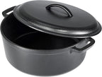 Amazon Basics Pre-Seasoned Cast Iron Dutch Oven Pot with Lid and Dual Handles, Oven Safe, Heavy-Duty, 7-Quart, Round, Black