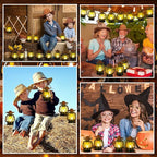 Ferraycle 12 Pcs Mini Cowboy Hats Lantern Decoration Western Cowgirl Lantern with LED Candle Small Brown Hanging Decor Rustic Camping Table Centerpieces for Wedding Birthday Party Supplies