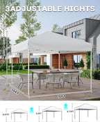 10x10FT Pop Up Canopy, Outdoor Canopy Tent with SandBag & Carry Bag for Commercial Events, Camping, Backyard Parties, White