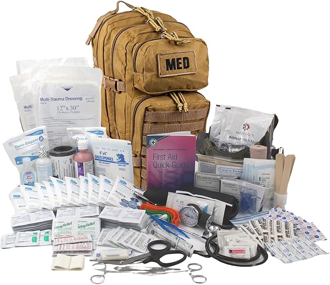 Luminary Tactical Trauma Kit Fully Stocked First Aid Kit Backpack EMS/EMT First Responder Medical Bug Out Bag for Preppers Professionals and Outdoorsman (Coyote Tan)