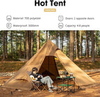Hot Tent with Stove Jack Onefires Large Teepee Tent for Outdoor Family Camping 4-8 Person | with Stove Jack, Large, for Family Camping