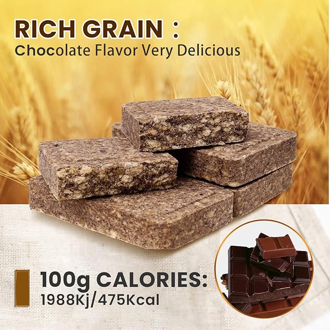 Emergency Food Ration Bars, Chocolate Flavor/Multi Vitamins Survival Tabs Supply for Outdoor Camping Snowstorm Earthquake Disaster Preparedness Kit, 12pcs per box a total of 2 boxes