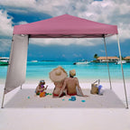 GDY 8X10 FT Pop Up Canopy Outdoor Instant Tent Slant Legs with a Sidewall,Equipment Vents, Portable Gazebo Shelter for Patio, Deck, Beach and Garden,Pink.