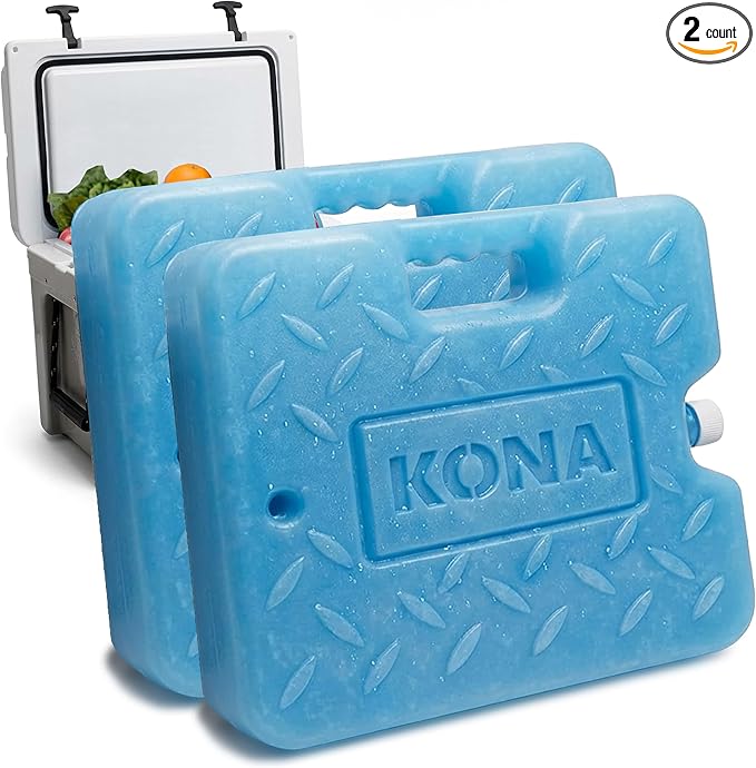 Kona Large Ice Pack for Coolers – 4 lb Reusable Refreezable Cooler Ice Pack, Long Lasting Blue Gel Pack for Camping, Travel, Lunch, Beach, Colder Than Ice -5°C