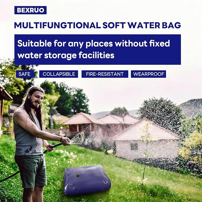 189 L/50 Gallon Water Bladder Tank, Blue Portable RV Water Tank, Large Capacity Water Storage Bladder for Camping, Garden, Emergency, Outdoor Sports