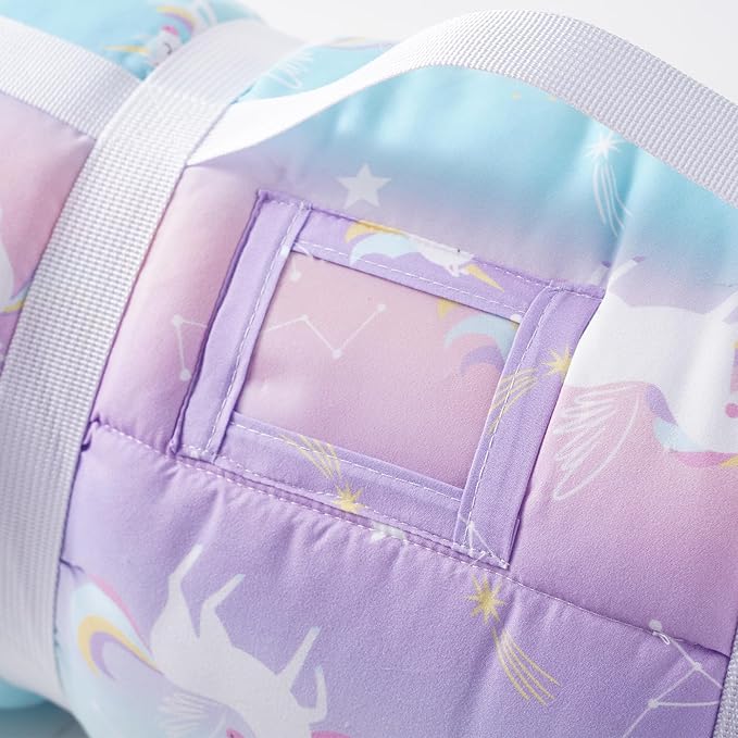 Bunnikins & Clover Toddler Nap Mat with Removable Pillow, Nap Mats for Preschool, Easy Clean Toddler Nap Pad for Kindergarten, Kids Sleeping Bag for Travel Camping