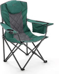 ARROWHEAD OUTDOOR Deluxe Folding Camp Chair – 550lb Capacity Heavy-Duty Quad Chair with Integrated Cooler, Headrest, and Dual Cup Holders.