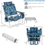 Goplus Beach Chair, Folding Backpack Beach Chairs for Adults with 5 Positions, Head Pillow, Cooler Bag, Towel Bar, Cup Holders, Sunbath Sling Tanning Lounge, Foldable Layout Camping Chairs