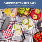Portable Travel Utensils Set,Reusable Utensils,Travel Camping Cutlery Set,Stainless Steel Flatware Set with Case,Lunch Boxes Workplace Camping School Picnic (Purple)