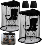 2 Pcs Canopy Chair Mosquito Net, Mosquito Mesh Chair Net with Waterproof Roof and Zipper Opening,Mosquito Net Chairs Cover for Outdoor Hiking Hunting Fishing Camping, Excluding Chairs