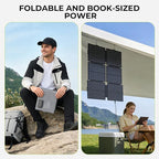 Portable Solar Generator, 300W Portable Power Station with Foldable 60W Solar Panel, 110V Pure Sine Wave 296Wh 80000mAh Lithium Battery Pack for Home Use RV Van Outdoor Camping-Panel included