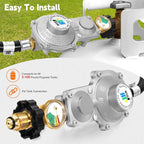 GasSaf 10FT 2 Stage Propane Regulator with Hose for RV, Generators, Camp Stoves, Gas Grills, Heaters - Standard POL Connection Fits 5-100 lb Propane Tanks