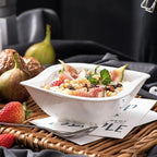 Camping Plates 6Piece White Porcelain Ceramic Bowl Set Tableware for Soup Fruit Salad Bowls Service for 6 People Decorative Plate
