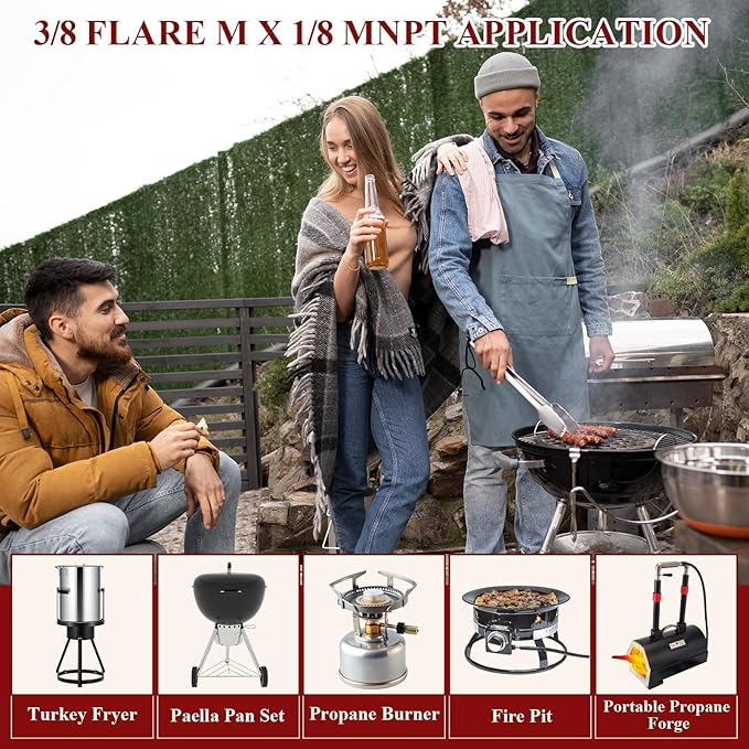 6 FT Propane Regulator Hose with Gauge, 0~30PSI Adjustable Propane Tank Regulator, 3/8" Female Flare Gas Grill Regulator for Weber Genesis Spirit Grill Blackstone 28”&36” Griddle