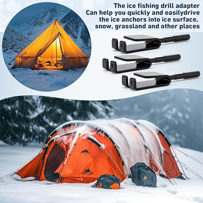 Lounsweer 1 or 3 Pcs Ice Anchor Drill Adapter Power Tool for Ice Fishing Shelter Insert Setting up Shanty Winter Fishing Shelter Tent Insert Sewing Accessories