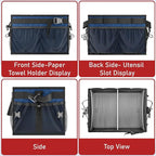 FANGSUN Large Grill and Picnic Caddy with Paper Towel Holder, BBQ Organizer for Utensils, Plates, Condiments, Collapsible & Easy-Carry Griddle Caddy, Must-Haves for Outdoor, Camper, Travel, Car, RV
