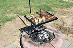 Portable Campfire Grill Grate - Adjustable Swing Arm Cooking Grill for Fire Pit, Camping & Outdoor Cooking - Heavy Duty Steel Grate for Open Fire BBQ Grilling & Campfire Accessories