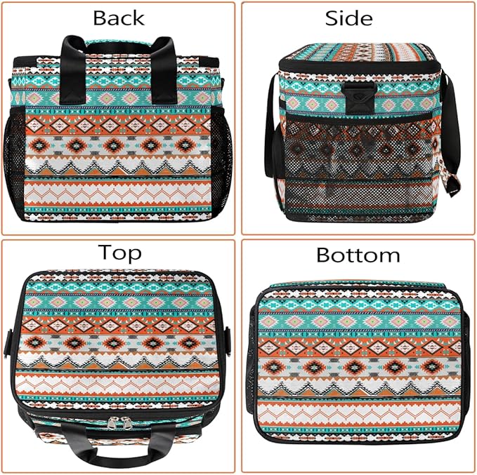Pardick Ethnic Boho Western Soft Cooler Bag Insulated Lunch Box for Men & Women, Large Leakproof Lunch Bag Portable Beach Cooler for Work, Picnic, Road Trips,Fishing, Travel, Camping,A-1