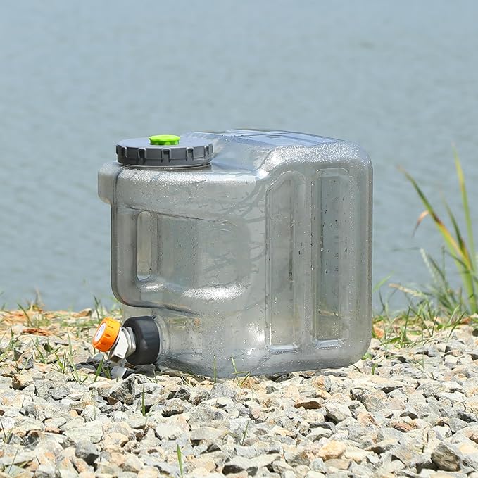 RedSwing 4 Gallon BPA Free Water Container, Portable Water Storage Tank with Spigot for Outdoor Camping Travel Hiking, PC Food Grade Thickened Bucket, Grey 15L