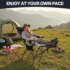 2025 Upgraded 2-in-1 Reclining Camping Chair with Footrest, Folding Beach Lounge Chair with Adjustable Backrest & Cooler, Portable Lawn Chairs for Adults Heavy Duty for Outdoor Sports