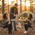 Giantex Folding Roll-up Camping Table, Outdoor Lightweight Aluminium Table for 4, Portable Square Table with Carry Bag for Picnic, Hiking, BBQ, Beach, Tailgating (28"x28"x27.5",Silver)