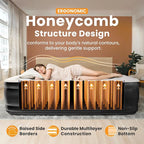 Queen Air Mattress with Built-in Pump, 18" Raised Blow Up Mattress, 800 lbs Max Honeycomb Air Bed, 48Hr Leak-Proof Test, 3min Inflatable Mattress for Home, Guests, Camping, Colchones inflables
