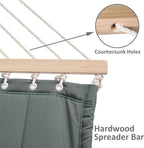 SUNCREAT Double Hammock for 2 Person, Extra Large Outdoor Portable Hammock with Hardwood Spreader Bar, Soft Pillow, 475 lbs Capacity, Gray Green