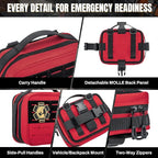 RHINO RESCUE Vehicle IFAK Trauma Kit with C-A-T Tourniquet, Tactical First Aid Kit Molle Pouch Red