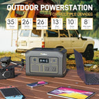 Portable Power Station 600W,538Wh Solar Powered Generator with LiFePO4 Battery,Peak 1200W,USB PD 100W Power Supply input/output,Solar Power Bank with 2 AC Outlets