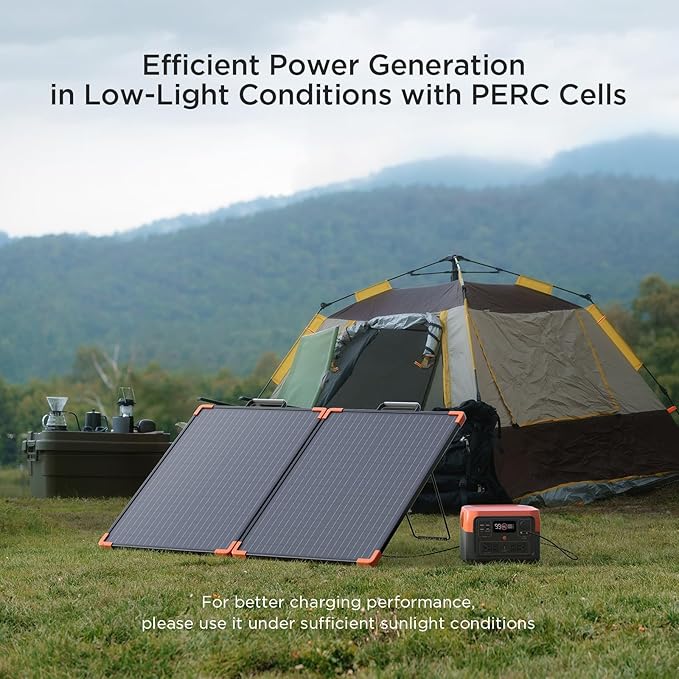 100W Portable Solar Panel, Foldable Tempered Glass Solar Panel Kit with 20A PWM Controller for 12V Battery&Power Station, IP68 Waterproof 23.5% Efficiency for RV, Camping & Off-Grid