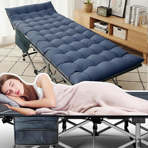 ABORON Heavy-Duty Folding Guest Bed for Adults, 500lb Capacity, Portable Extra Cot with 1229D Double Layer, Ideal for Indoor Guest Stays & Temporary Home Use