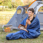 Amazon Basics 30°F Cool Weather Sleeping Bag for Adults, Warm and Comfortable, Compact Lightweight, 75" x 33", Blue