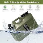 3 Gallon Water Jug, Portable Camping Water Jug Dispenser with Spigot, Leak-Proof Water Storage Containers for Camping, Outdoor, RV, BPA Free Emergency Water Tank, Green