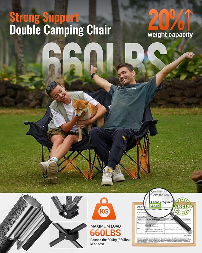 KingCamp Double Camping Chair Folding Camping Table, Aluminum Roll-Up Camp Table