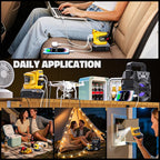LIVOWALNY 200W Power Inverter Compatible with DeWALT 20V Battery, DC 20V to AC 110-120V Power Station with 1 AC Outlet, 2 USB, 1 Type-C & LED Light, for Camping Power Outage (No Battery) (2-Pack)