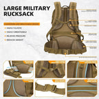 50L Military Tactical Backpack 3 Day Assault Pack Molle Daypack Hiking Backpack for Men and Women