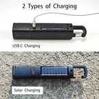 4 Pack Solar Flashlight, Rechargeable Zoomable LED Flashlight, High Lumens Solar Powered Flashlights with Tail Hook Rechargeable Handheld Flashlights for Home Emergency Camping Hiking
