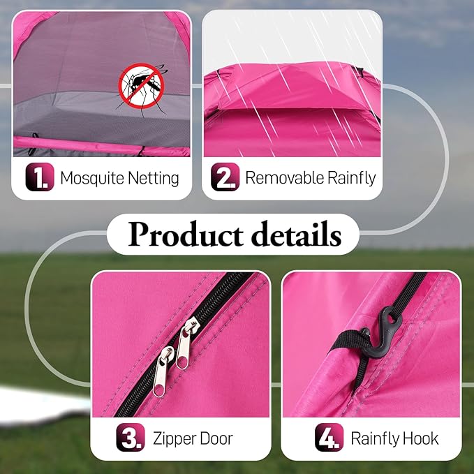 Outvita Camping Dome Tent, 1-4 Person Waterproof Windproof Easy Setup Spacious Family Tents with Carry Bag & Rain Fly for Hiking Backpacking Traveling Glamping Beach