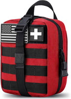 Molle Pouch ifak First aid kit Bag Empty Trauma Medical Tear away Pouches for Belt Backpack Vest Car Molly Med Case 600D nylon Small Tactical Pouch (RED)