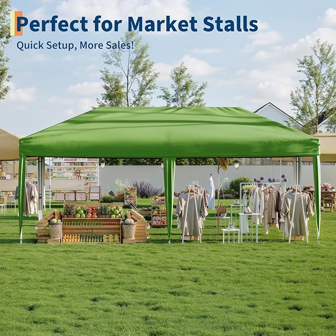 Garvee 10x10 Pop Up Canopy Tent, Heavy Duty Commercial Instant Shelter with One-Person Setup, UPF 50+ Waterproof, 100 Sq Ft Shade for Outdoor Events, Camping, Farmers Market