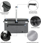 ALLCAMP Picnic Basket - 2 Ice Box Included 32L Insulated Cooler, Thickening Foldable Picnic Basket with Removable Baskets & Sewn-in Frame, Basket for House Warming Gifts New Home(Smoke Gray)