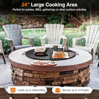 Lineslife X-Marks Fire Pit Cooking Grill Grates Portable, Heavy Duty Folding Round Campfire Grill Grate, Firepit Grill Grate with Handles for Outdoor BBQ Picnic, Black 24 Inch